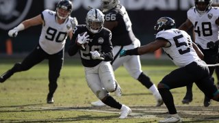 Running back Josh Jacobs of the Oakland Raiders