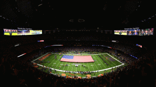 The national anthem is performed prior to the LSU Tigers taking on the Clemson Tigers during the College Football Playoff National Championship held at the Mercedes-Benz Superdome on January 13, 2020 in New Orleans, Louisiana.