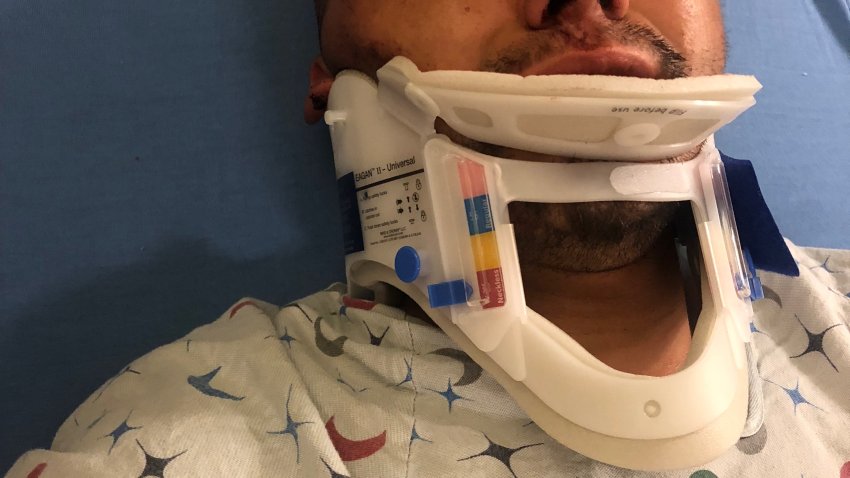 Julio Arevalo in the hospital following his encounter with Palo Alto Police Department