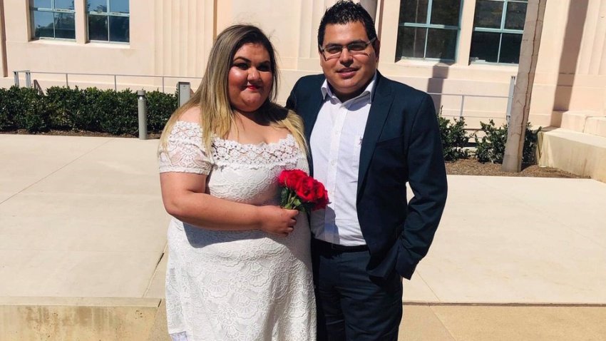 Maribel Ibañez and Ramon Mendoza on their wedding day in San Diego about a year ago.