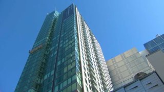 A high-rise housing building in Oakland.