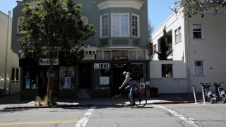 A cyclist in Oakland.