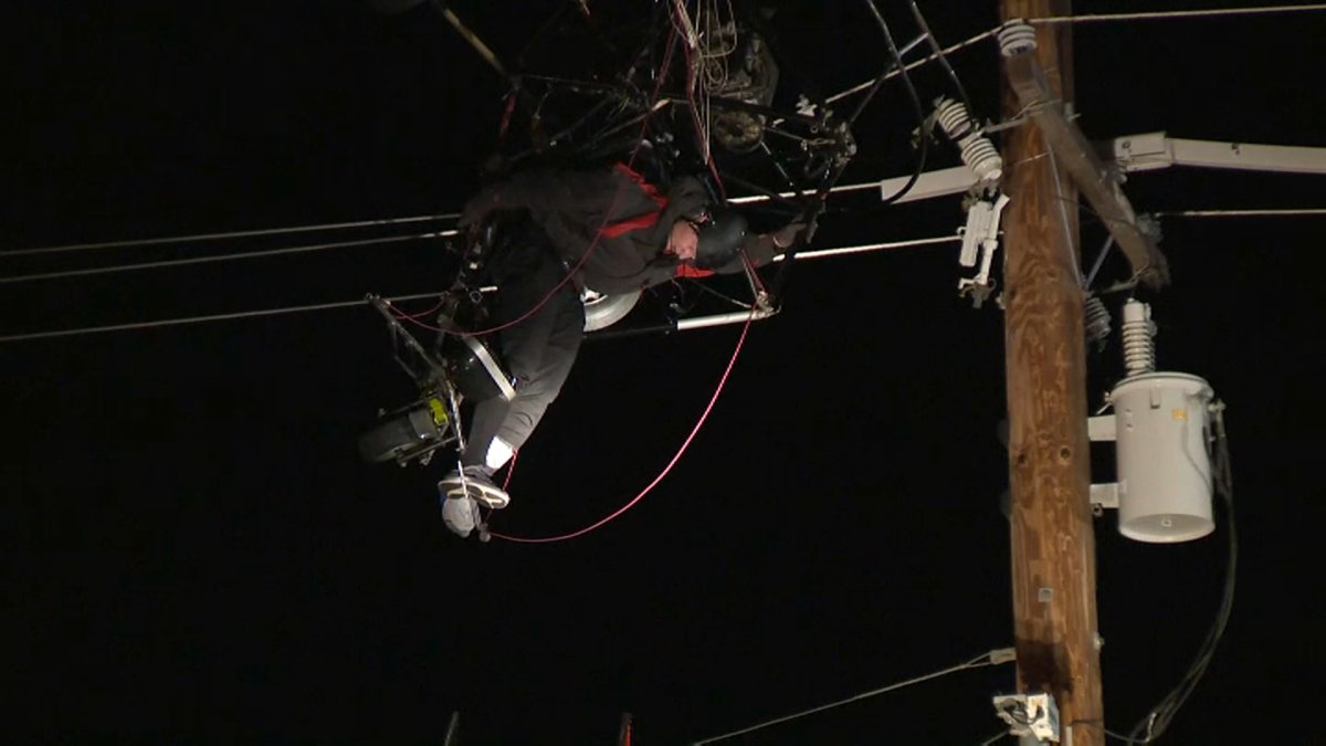 Trapped Paraglider Rescued From Power Lines in California NBC Bay Area
