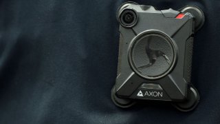 Closeup of a police body-worn camera