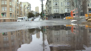 Rain accumulates in San Francisco.