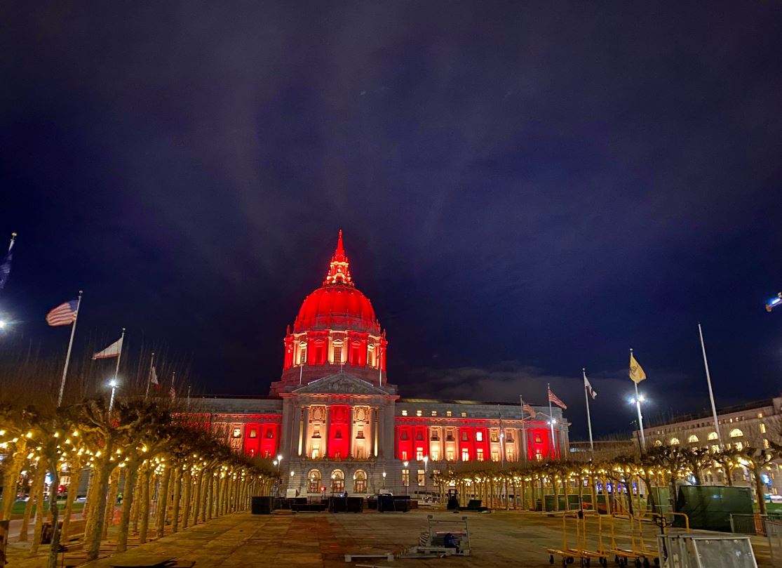Red And Gold Light Up Bay Area Cities Ahead Of 49ers Big Game Nbc Bay Area