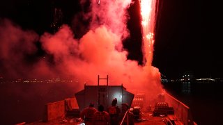 Wawa Welcome America 2019 Barge Fireworks Tug Red