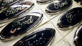 A file photo of Ford logos.