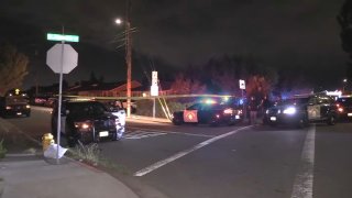 Police investigate a scene in Hayward