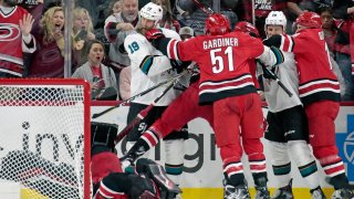 [CSNBY] Watch Sharks' Joe Thornton tussle with Hurricanes goalie Petr Mrazek