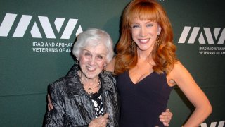 In this file photo, TV personality/comedienne Kathy Griffin (R) and her mom Maggie Griffin attend the Iraq And Afghanistan Veterans Of America's 5th Annual Heroes Celebration on May 8, 2013 at the Mr. C Beverly Hills in Beverly Hills, California.