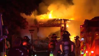 A mobile home burns in Morgan Hill