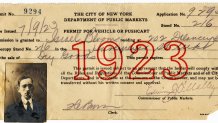 A permit for a pushcart from New York City in 1932