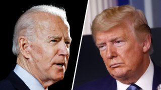Former Vice President Joe Biden (left) and President Donald Trump (right).