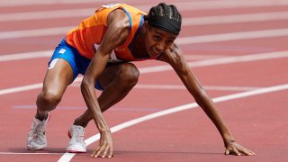 Sifan Hassan of the Netherlands stumbled and fell Monday in her heat at 1500 meters, but she got up, started running again, and provided a magical moment for the Toyko Olympics.