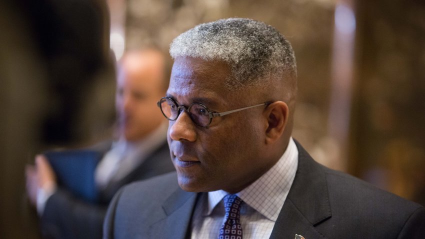 Former U.S. Rep. Allen West talks to the media after meeting with Vice President-elect Mike Pence at Trump Tower on December 5, 2016 in New York City.