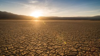 Cracked mud stretches across sections of Panamint Valley.