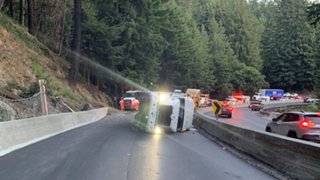 An overturned big-rig shut down southbound Highway 17