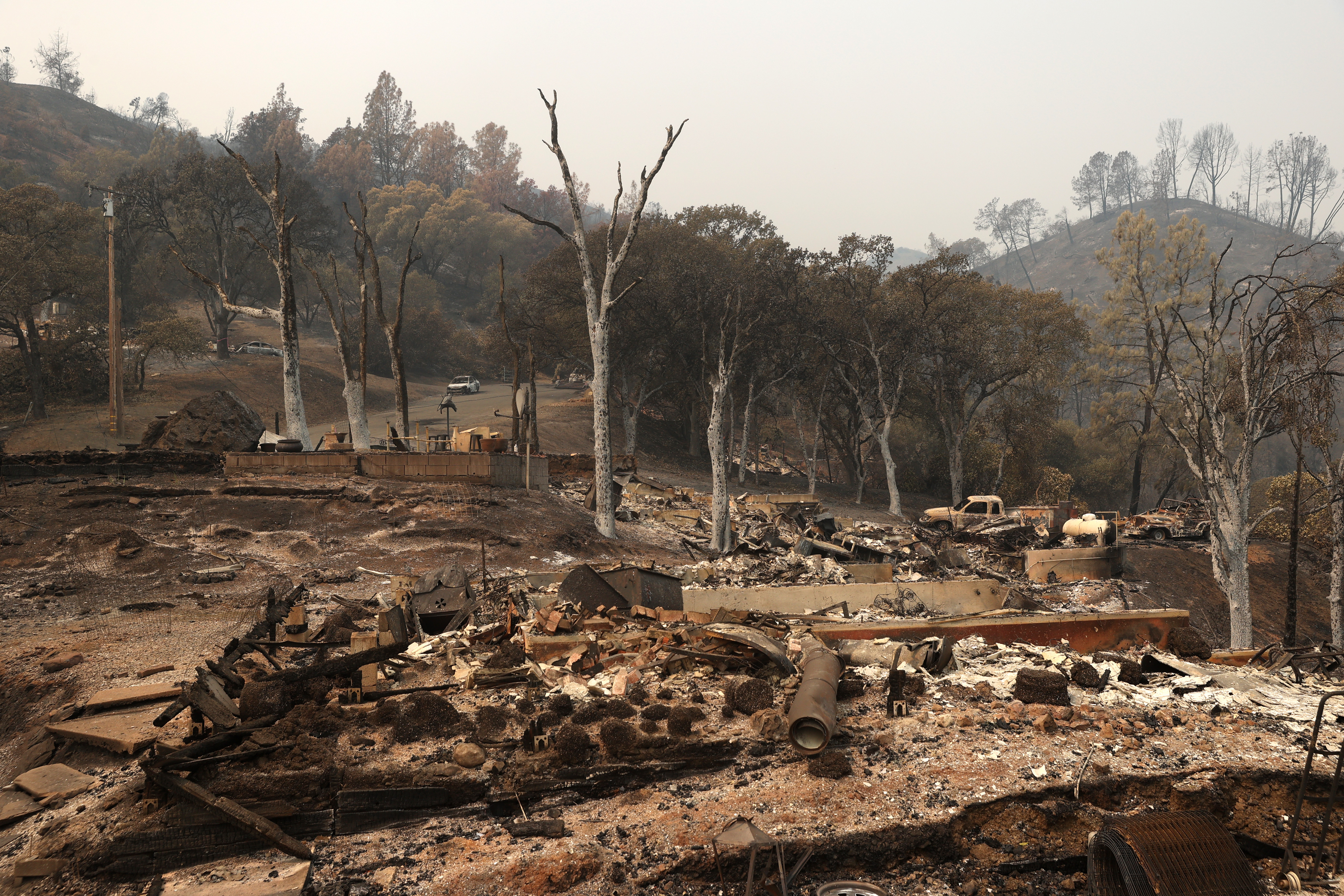 A view of a home that was destroyed by the LNU Lightning Complex fire on August 24, 2020 in Napa, California.