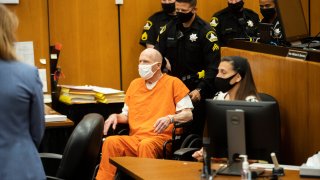 Joseph James DeAngelo is brought to the court room for the first day of victim impact statements at the Gordon D. Schaber Sacramento County Courthouse on Tuesday, Aug. 18, 2020, in Sacramento, Calif.