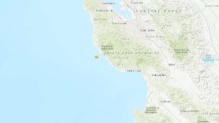 A map shows the epicenter of a 3.2 magnitude earthquake.