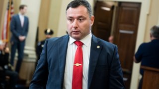 Yevgeny Vindman, the brother of Lt. Col. Alexander Vindman, director of European affairs at the National Security Council, arrives back to the House Intelligence Committee hearing on the impeachment inquiry of President Trump in Longworth Building on Tuesday, November 19, 2019. Lt. Col. Alexander Vindman, testified.