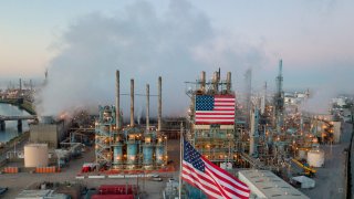 A view of the Marathon Petroleum Corp's Los Angeles Refinery in Carson, California, April 25, 2020 after the price for crude plunged into negative territory for the first time in history on April 20.