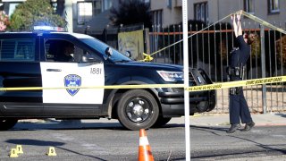 File image of Oakland police investigating a shooting.