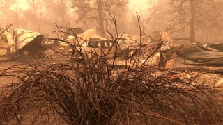 Fire damage is seen in Mill City, Ore.