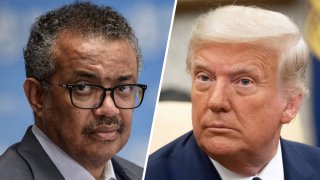 Tedros Adhanom Ghebreyesus, director-general of the World Health Organization (left) and President Donald Trump (right).