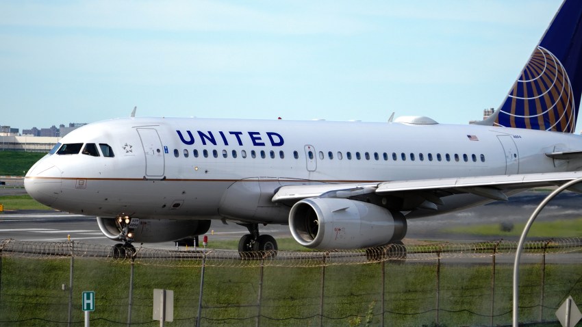 NEW YORK, UNITED STATES - 2020/08/26: A view of a United Airlines aircraft taxiing at La Guardia Airport.