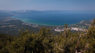 Lake Tahoe is seen from a viewpoint.