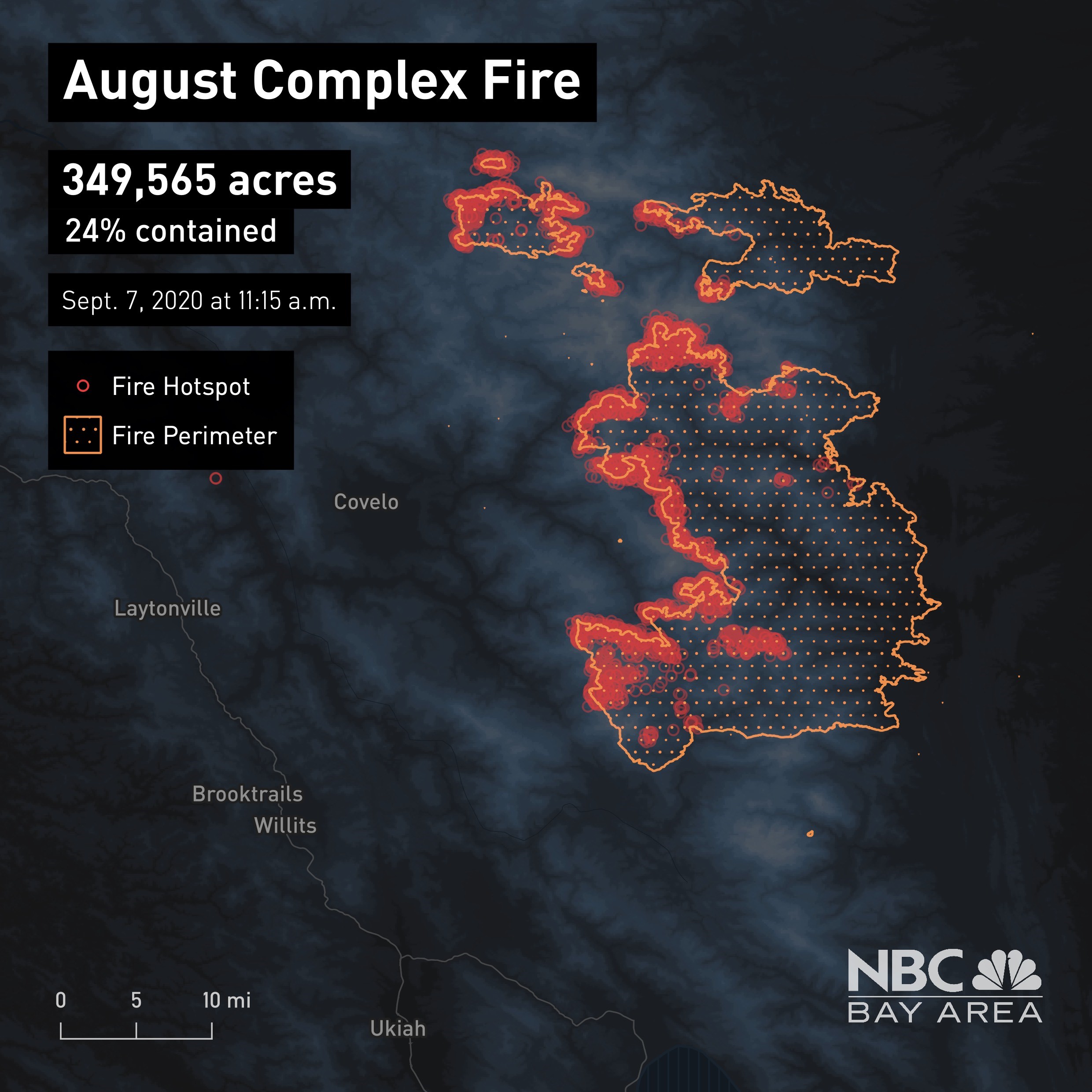 Mendocino County Wildfires 1 Firefighter Killed 1 Hurt In August   Mendocino Fire Map 0907 