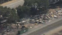 Crews cleaned up an illegal dumping site along Monterey Road in South San Jose in September 2020.