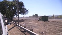 The site of a homeless camp and illegal dumping in South San Jose a few days after a cleanup effort began. (Sept. 24, 2020)