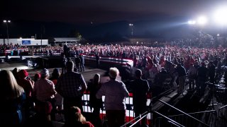 President Donald Trump speaks during a campaign rally at the Minden-Tahoe airport in Minden, Nevada on September 12, 2020.