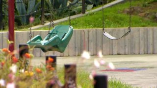 Swings at a playground in San Francisco.