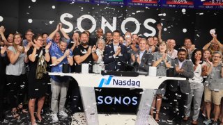 Sonos celebrates its IPO at the Nasdaq, August 2, 2018.