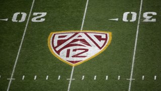 Pac-12 logo on the field.