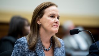 In this March 13, 2019, file photo, Former Defense Undersecretary for Policy Michele Flournoy prepares to testify during the House Foreign Affairs Committee hearing on "NATO at 70: An Indispensable Alliance."