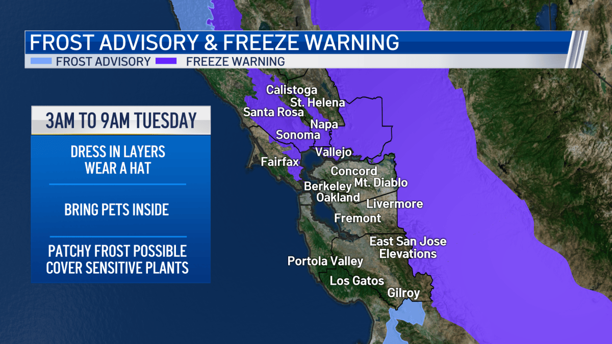 Freeze Warning, Frost Advisory for North Bay – NBC Bay Area