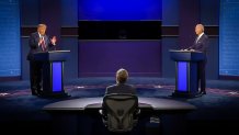 wide shot of the first 2020 presidential debate