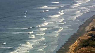 Waves along the Bay Area coast.