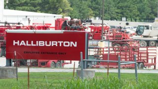 Various Halliburton equipment being stored at the equipment yard in Alvarado, Texas.