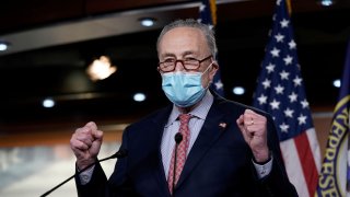 Senate Minority Leader Charles Schumer (D-NY) speaks to reporters on an agreement of a coronavirus disease (COVID-19) aid package on Capitol Hill in Washington, D.C., U.S. December 20, 2020.
