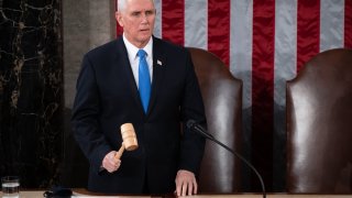 U.S. Vice President Mike Pence presides over a joint session of Congress on January 06, 2021 in Washington, DC.