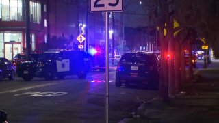 Police at the scene of a shooting in San Jose.