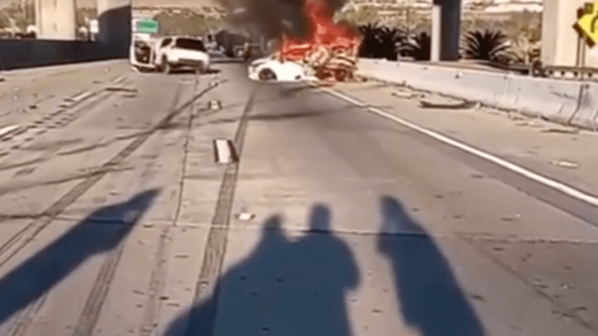 An off-duty Chino Hills deputy and group of good Samaritans helped pull a woman from a burning car in Chino Hills Sunday.