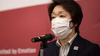 TOKYO, JAPAN - FEBRUARY 24: Tokyo 2020 Organising Committee President Seiko Hashimoto speaks to media after video conference with IOC executive board on February 24, 2021 in Tokyo, Japan. Mrs Hashimoto, a former Olympics Minister and seven time Olympian, was recently appointed the Tokyo 2020 president after her predecessor Yoshiro Mori quit following a backlash over sexist comments he made at an earlier meeting.