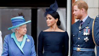 Queen Elizabeth II, Meghan, Duchess of Sussex and Prince Harry